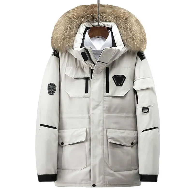 -30 градусов зимняя куртка-пуховик для пар, женская утолщенная теплая куртка на 90% белом утином пуху, мужская водонепроницаемая блестящая парка, модное пальто 211023