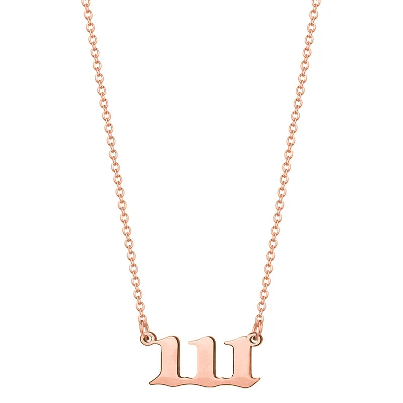 Number Necklace For Women, Rosy Gold Plated Dainty 000 111 222 333 444 555 666 777 888 999 Pendants Choker Chain Numerology Jewelry Gift for