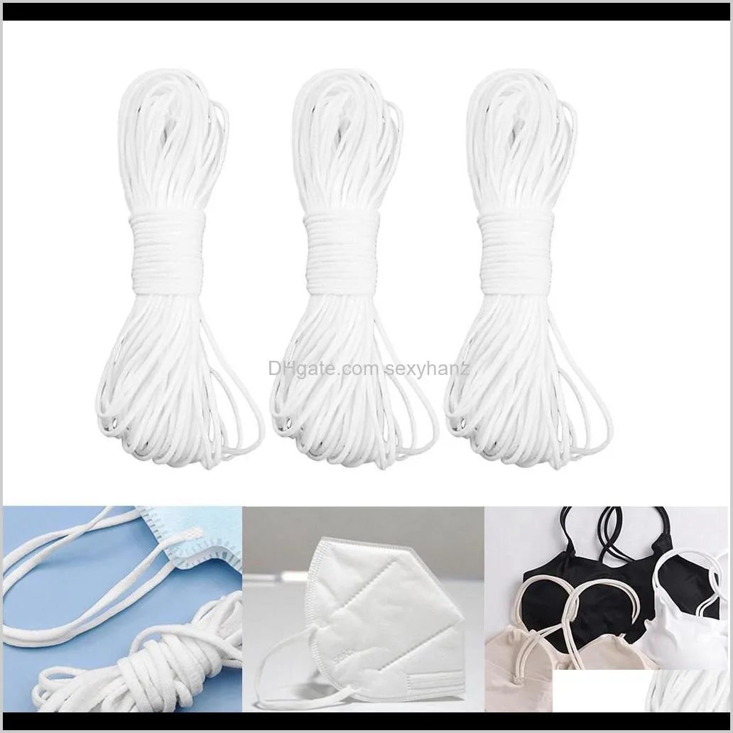 3 rolls elastic cord waist band white trimming sewing dressmaking 2.5mm