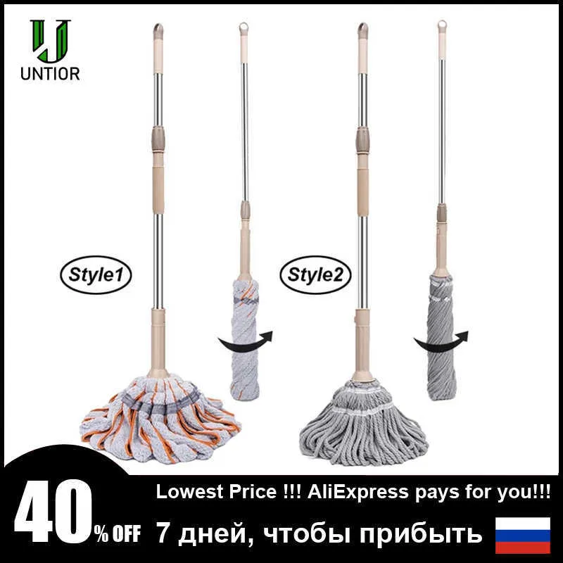 Untrior Microfiber Samokręcone Spin MOP Magic Wolna ręczna pranie Czyszczenie pył S z wyjmowaną Głowicą 210805