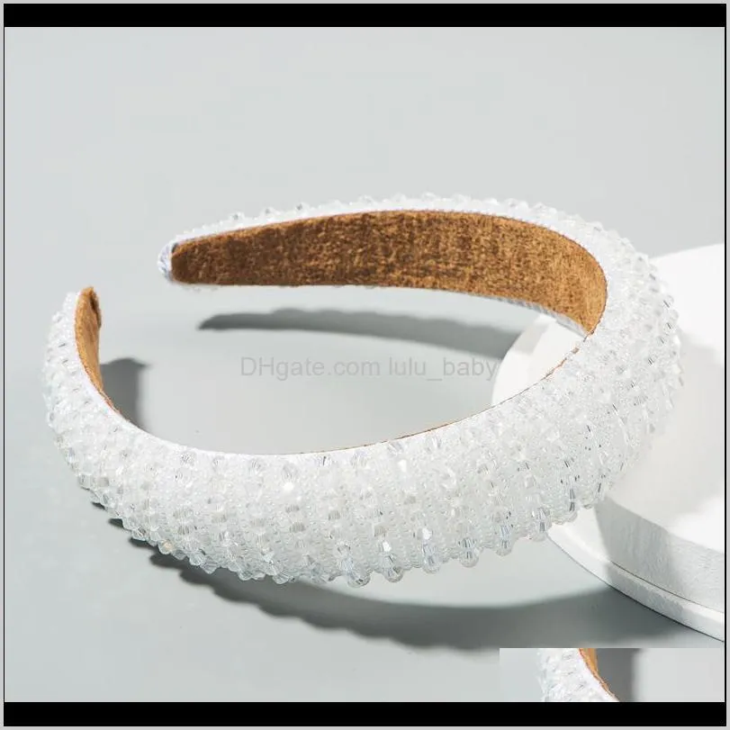 all-match sponge headband simple wide edge fashion handmade beaded net red crystal headband korean hair accessories