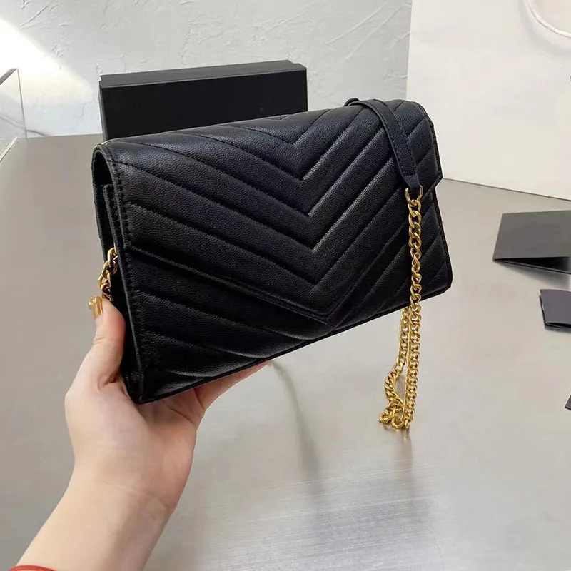 Designer luxury handbag female bag high quality messenger shoulder bag wallet chain with card holder slot clutch bag with box