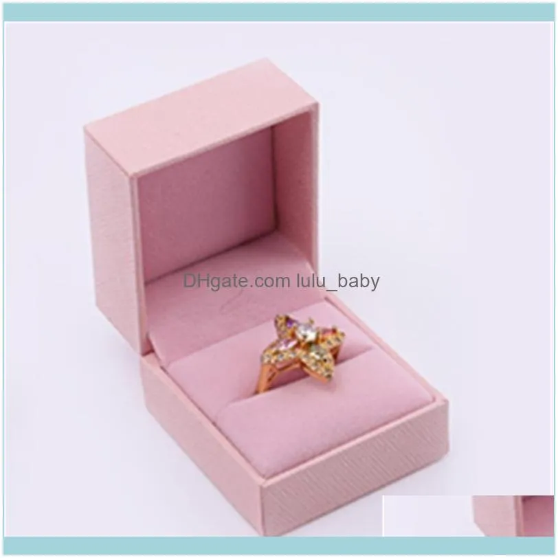 Jewelry Pouches, Bags Light Luxury Leather Paper Pink Box Right Angle Filling Ring Gift Packaging