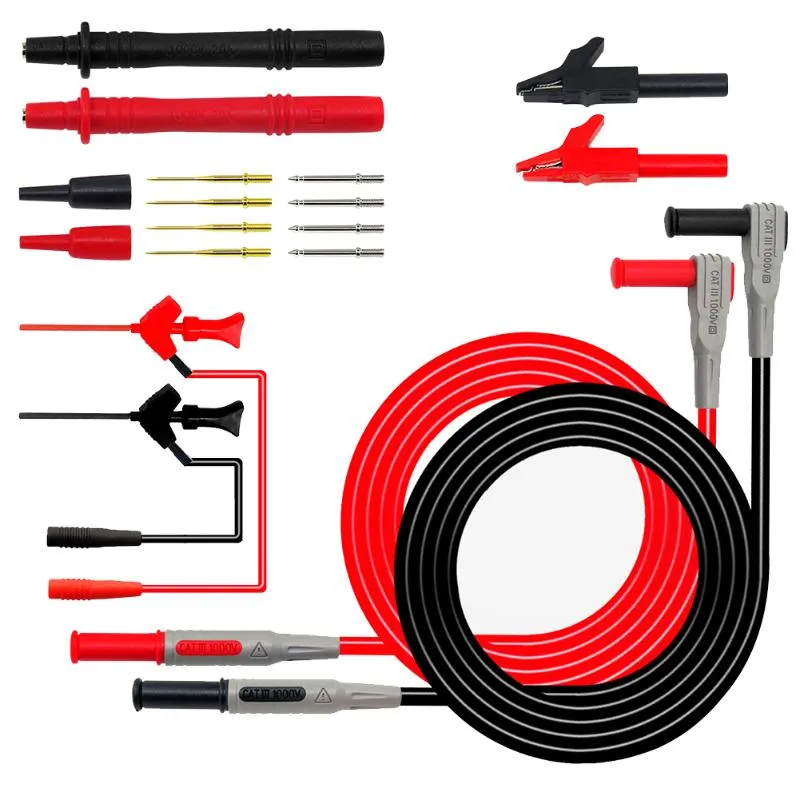 Multimeter-Verlängerungsmessleitungen Kit Multimeter Elektronische Laborprüfung Digital mit Krokodilklemmen Sondenstifte Zubehör Diagnose