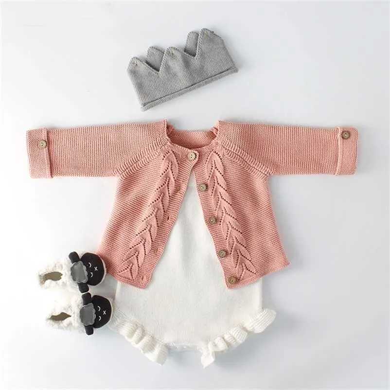 Knitted Baby Bodysuit Set Kids Sweater Cotton born Baby Girls Cardigan Bodysuit Toddler Clothes Jumpsuit For Kids Overalls 211106