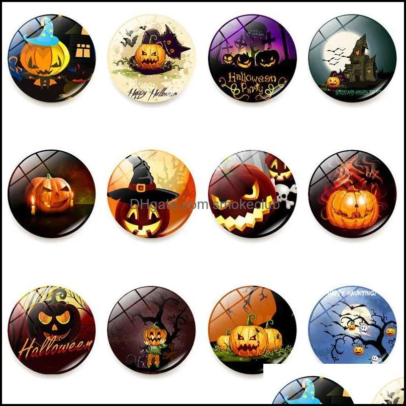 Décor & Gardenhalloween Magnets Witch Pumpkin Bat Glue Sign Pattern Dome Glass Fridge Magnet Home Halloween Deco Drop Delivery 2021 Jaikn