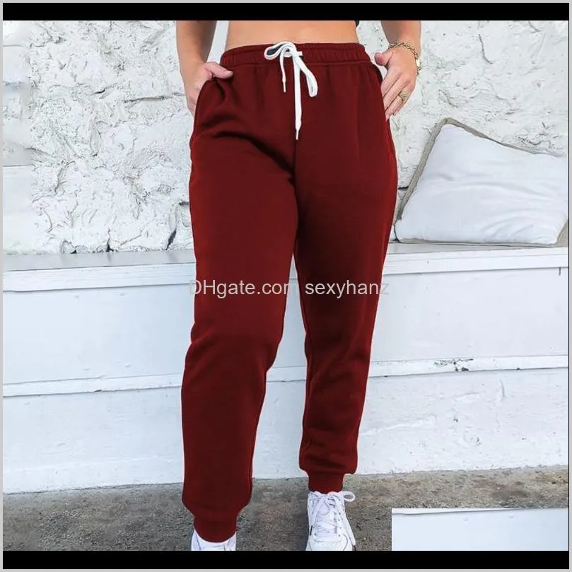 women sweatpants high waist sport running gym stretch sports pants ladies girls drawstring long pants joggers leisure