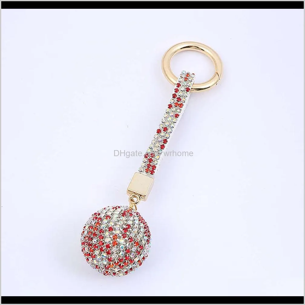 Blingbling Diamond Keychain Shiny Crystal Ball Key Ring Full Drill Car Key Buckle Key Chain Ring Strap Charm Pendant Decoration