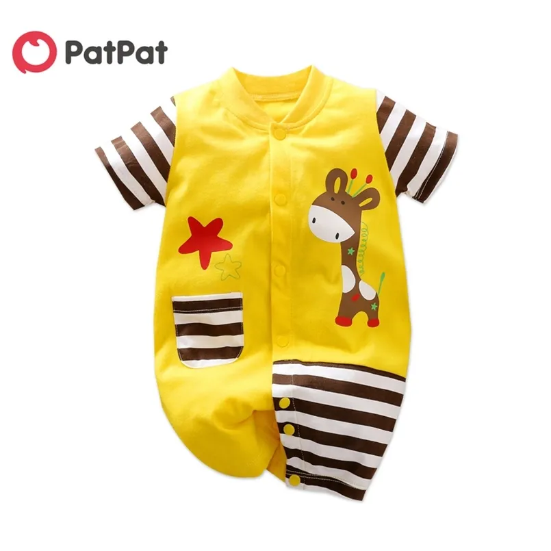 Estate e primavera Baby Adorable Giraffe Striped Body Toddler Girl One Pieces Clothes 210528