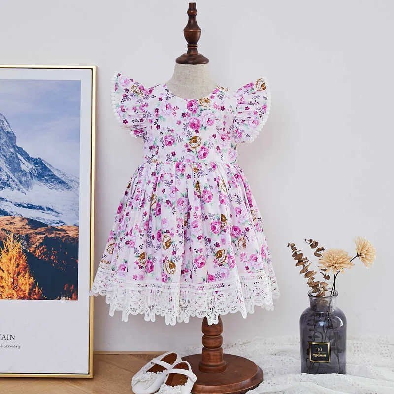 Niñas florales vestido español niños estilo españa boutique ropa bebé niña princesa vestidos infantil cumpleaños vestidos 210615