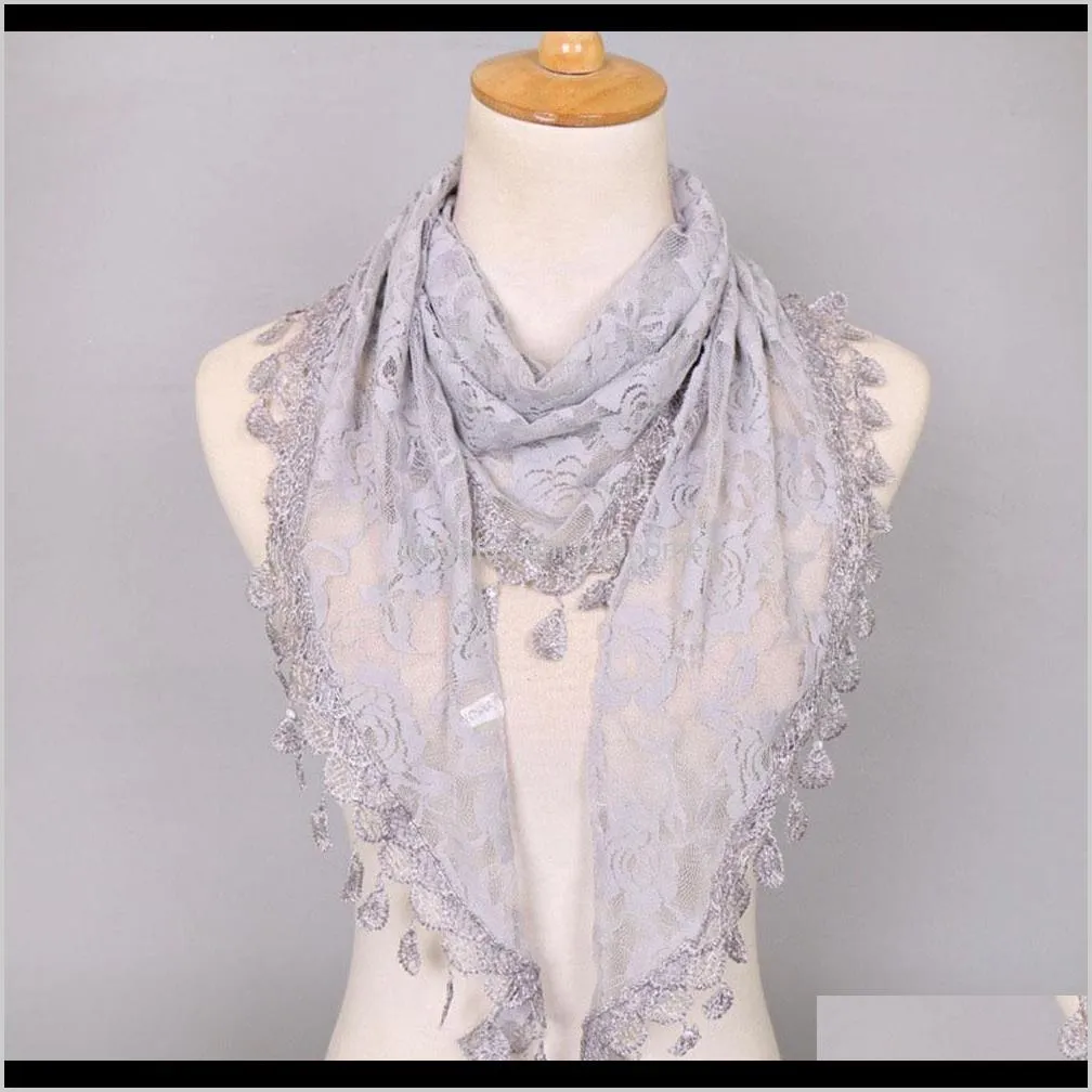 women floral triangle lace scarf spring summer rose flower scarves women`s clothing accessories