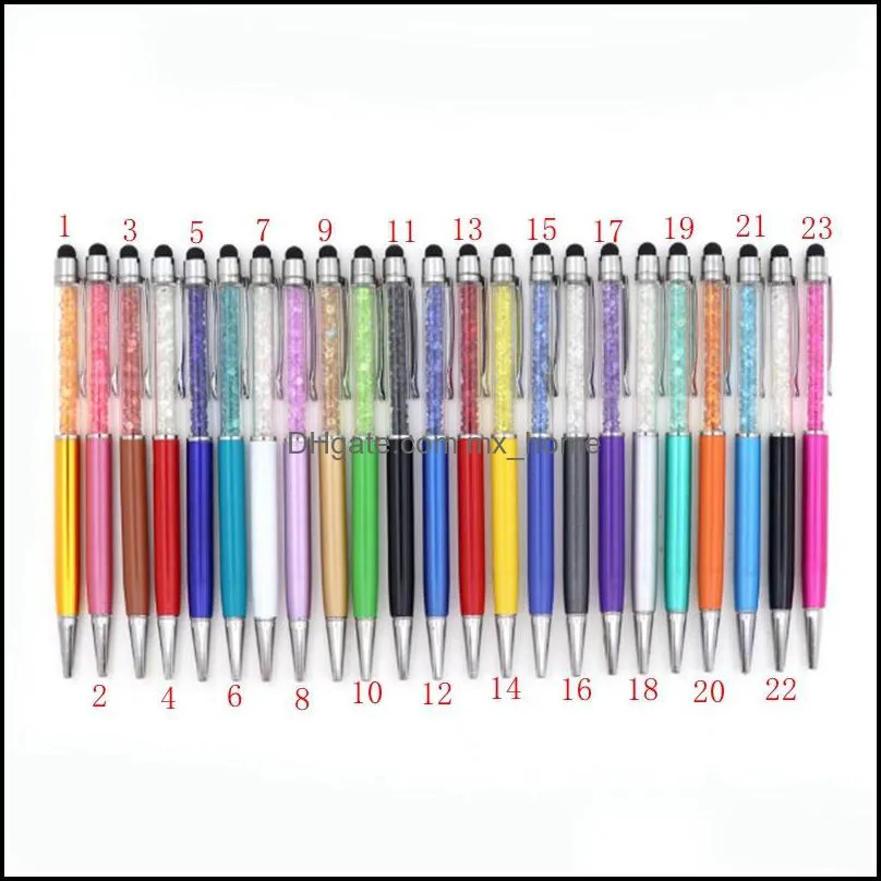 23 Color Bling Crystal Ballpoint Pen Creative Pilot Stylus Touch Pens for Writing Stationery Office School Student Gift