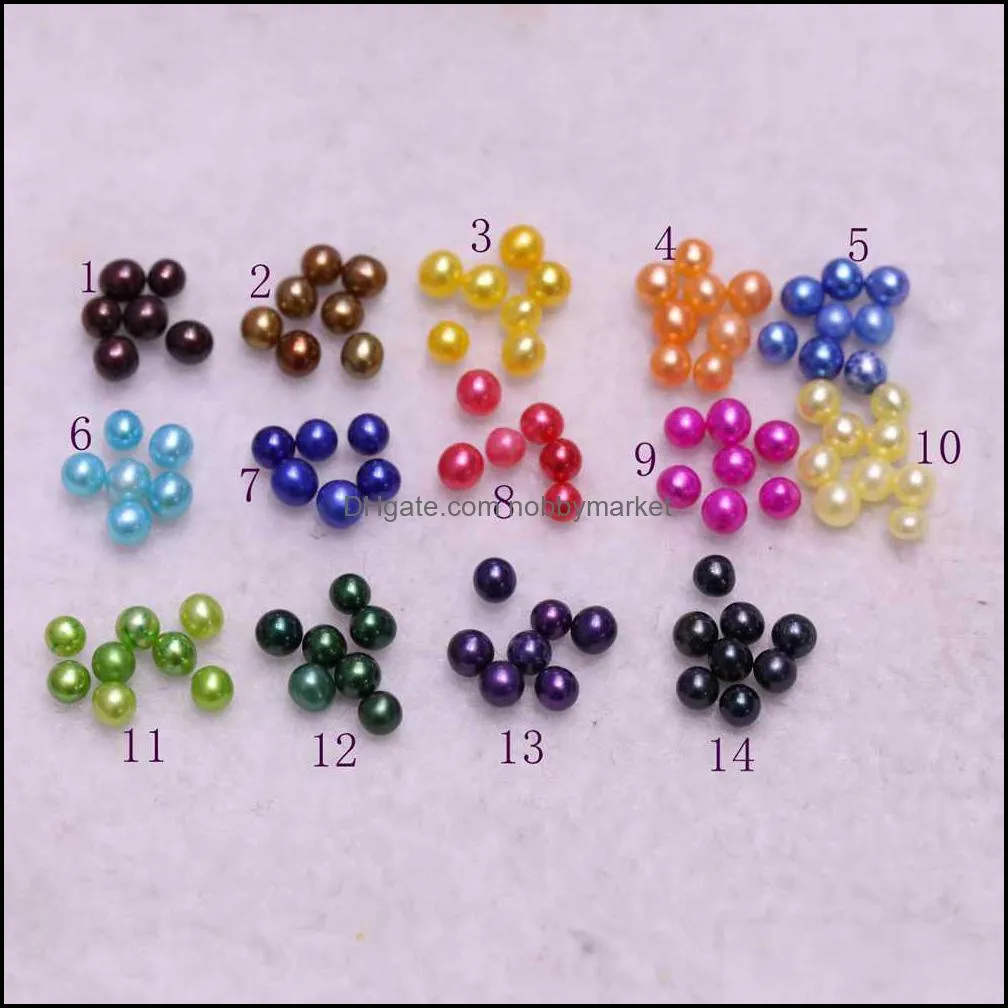 Wholesale High Luster 3A Loose round mini 3-4mm Freshwater Pearls dyed Color for jewelry diy