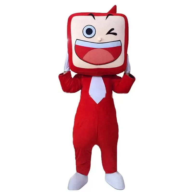 Sahne Performansı Kırmızı TV Bebekler Giyim Maskot Kostüm Cadılar Bayramı Noel Fantezi Parti Karikatür Karakter Kıyafet Takım Elbise Yetişkin Kadın Erkek Elbise Karnaval Unisex Yetişkinler