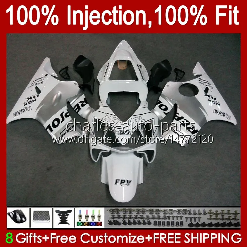 OEM Body для Honda CBR600F4I F4 I CBR600FS 01-03 Кузов A6NO.6 CBR 600F4i 600 F4i FS CC 2001 2002 2003 CBR600 F4I 600CC 01 02 03 Форма для инъекций Белый глянцевый