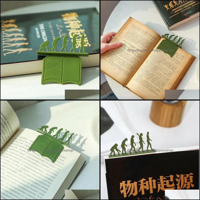 Bookmark TUTU 2Pcs/lot Plastic Bookmarks Human Evolution Shaped Paper Clips Office Supplies For Kids School Student H0350