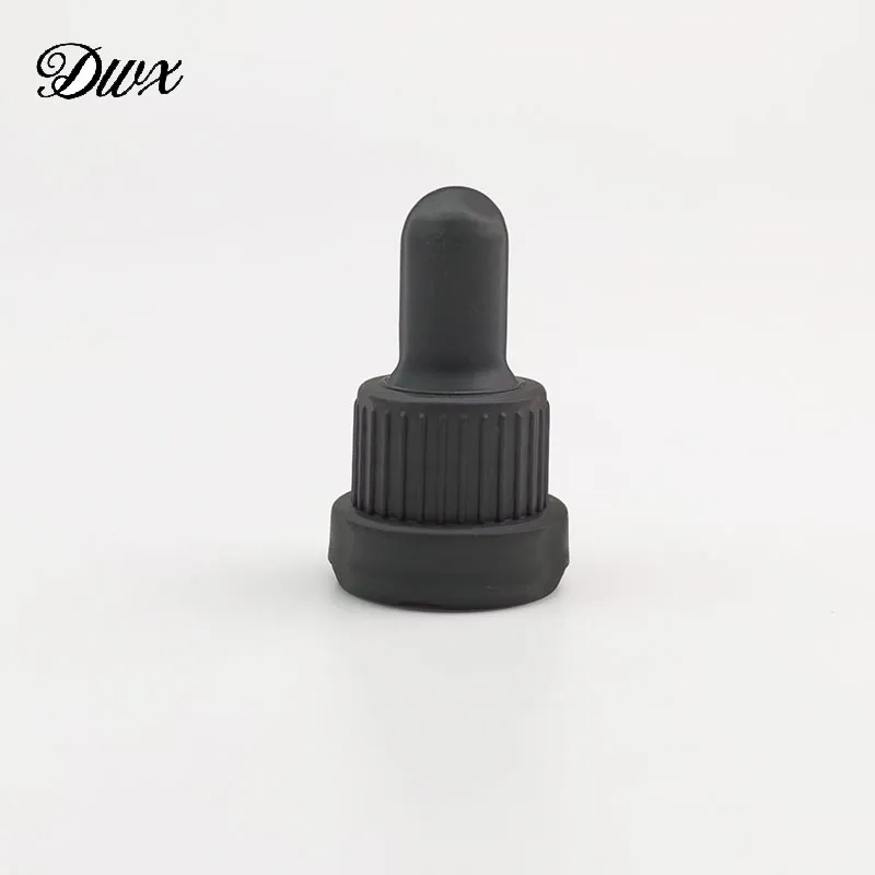 100 st/Lot Plastic Black Screw Cover Cap w/Safe Ring for Glass Essential Oil/Serum flaskor Tamper-tydligt lock 18mm hals