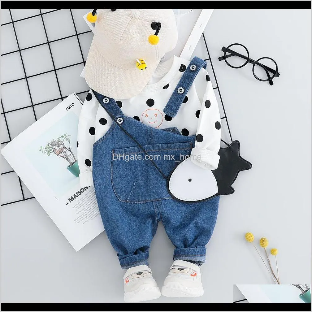 Sets kleding baby kinderen moederschap drop levering 2021 lente val geboren meisjes matching polka dot nachtjapon zuigeling pak baby meisje verjaardagset 1