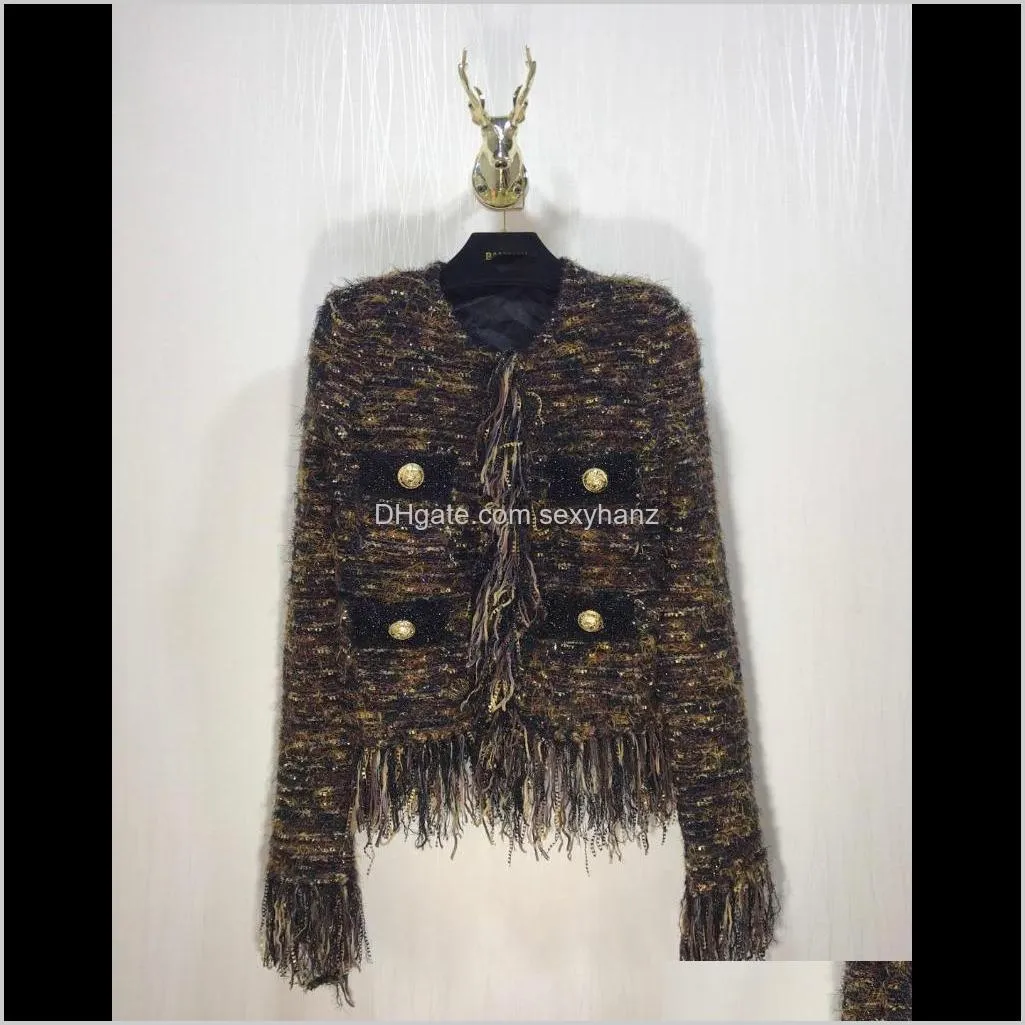 2020fw luxury high quality women spring autumn new tassel tweed coat jacket for ladies chic outerwear rmsx 11.141