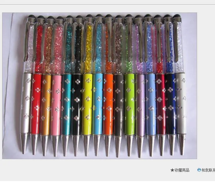 منحوتة Crystal Capacitor Pen الهاتف المحمول Ploint Pen Pen الإعلان المعدني قلم الكرة الكرة