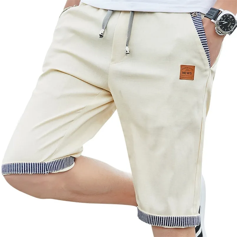 linne mens shorts est sommar casual shorts män bomull mode bermuda strand plus storlek s-4xl joggers man 4922 210716