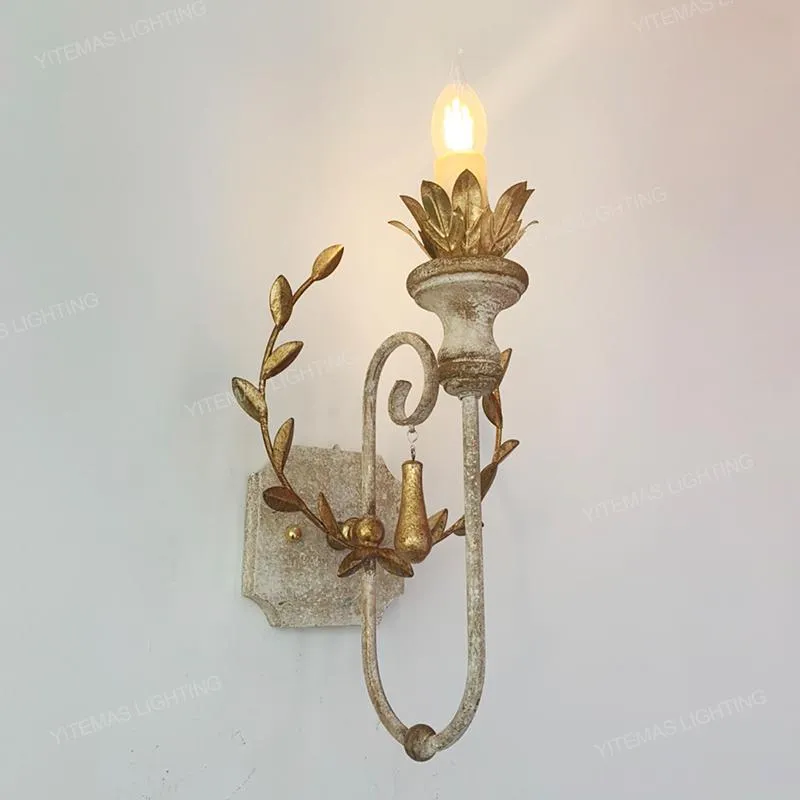 Wandlampen retro gouden lamp vintage witte sconce in gang hal slaapkamer bedlicht licht licht Frans uniek armatuur