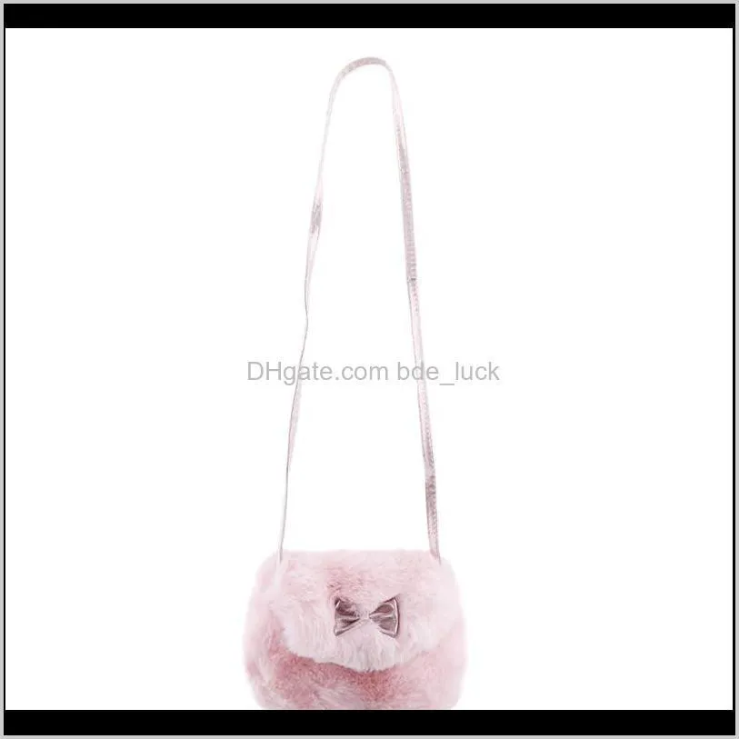 2018 New Bowknot Imitation Fur Shoulder Messenger Bag Hot Cute Children Princess Girl Kids Mini Cross Body Bag Purse 2 Types