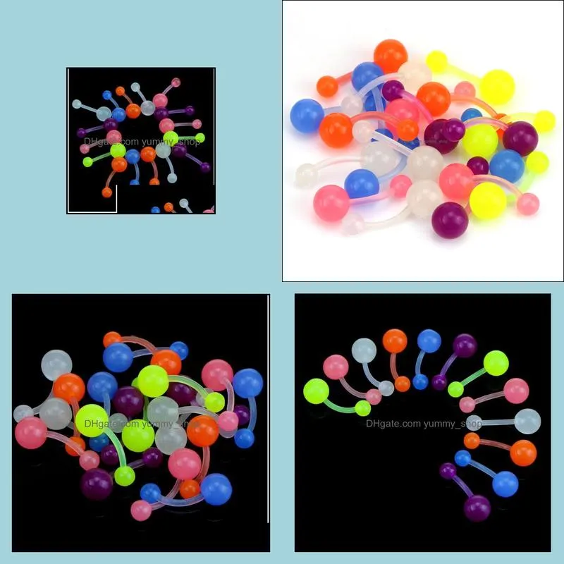 Colorful body piercing jewelry belly buttonringLuminous Soft belly nave bar Rings glow in dark