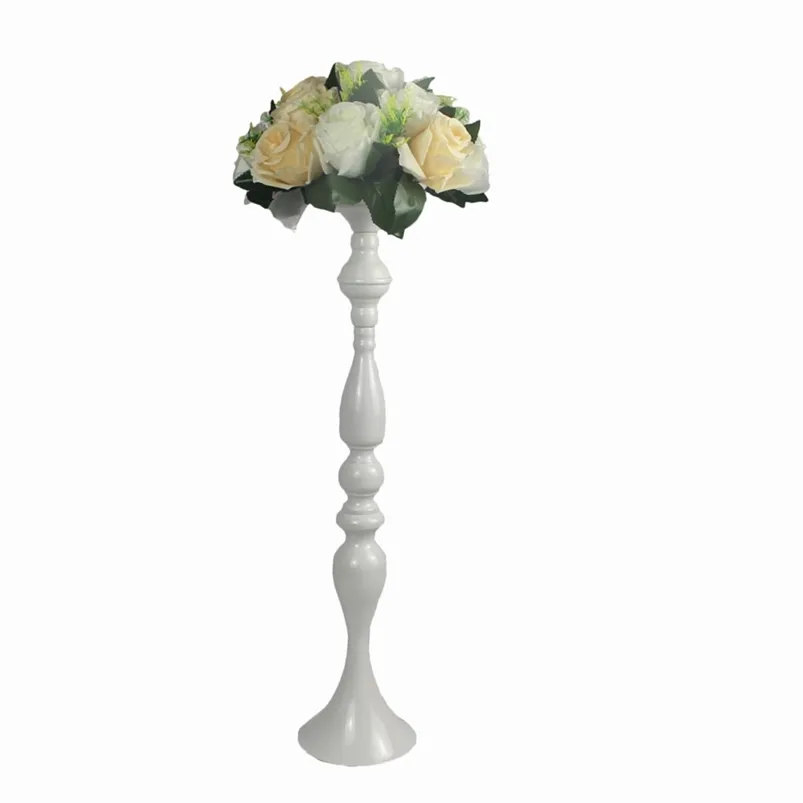 IMUWEN Bougeoirs 60 CM / 24 "Métal Chandelier Fleur Vase Table Pièce Maîtresse Événement Fleur Rack Plancher Route Plomb Mariage Décor 210722