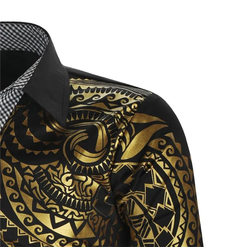 Men's Dress Shirt Luxury Gold Black Slim Fit Long Sleeve Vintage Printed  Button Down Shirt For Party Club Prom from Dhgate Men's Dress Shirts -  price 29.27