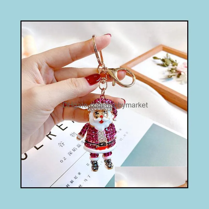 Christmas Series Keychain Creative Santa Claus Snowman Car Key Ring Christmas Tree Holiday Gifts