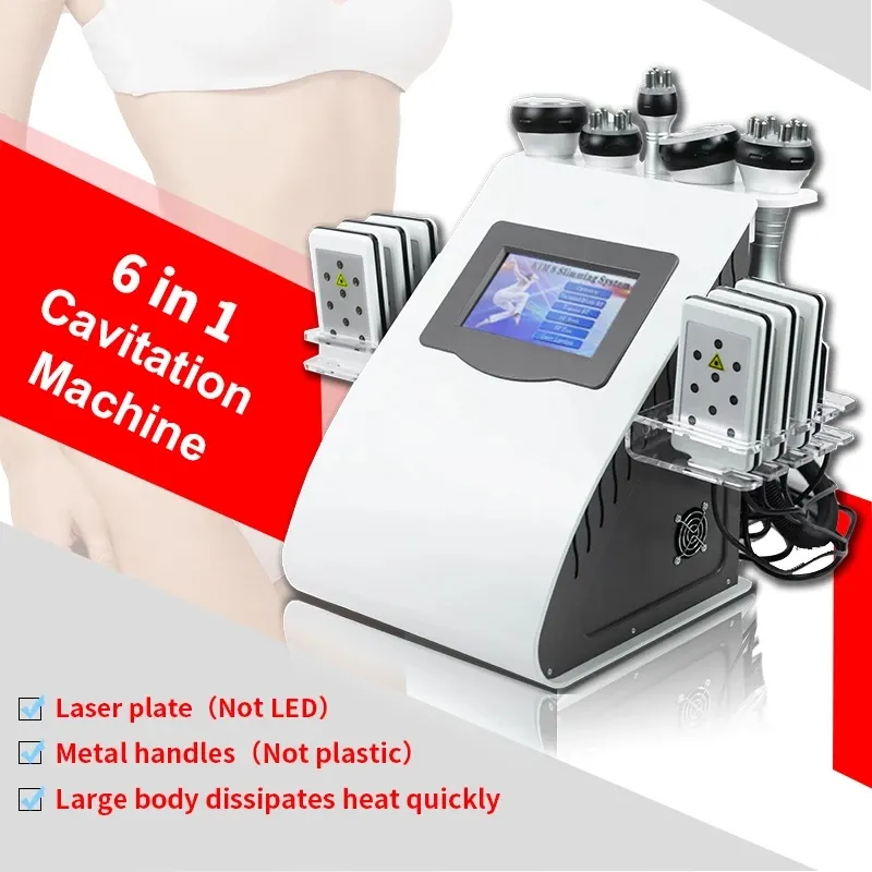 Portable 6 en 1 Aspirateur Multipolaire RF 8 Laser Radio Fréquence Ultrasonique 40K Cavitation Lipo Liposuccion Minceur Machine Beauté Appareil pour Visage et Corps