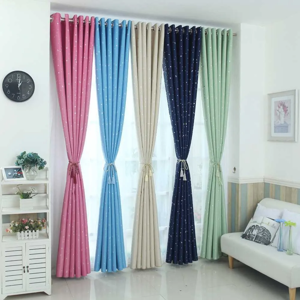 Moderna stjärnor Blackout Gardiner Kids Bedroom Gardin för vardagsrum Elegändig Bule Drapes Cortinas Para Sala 210712