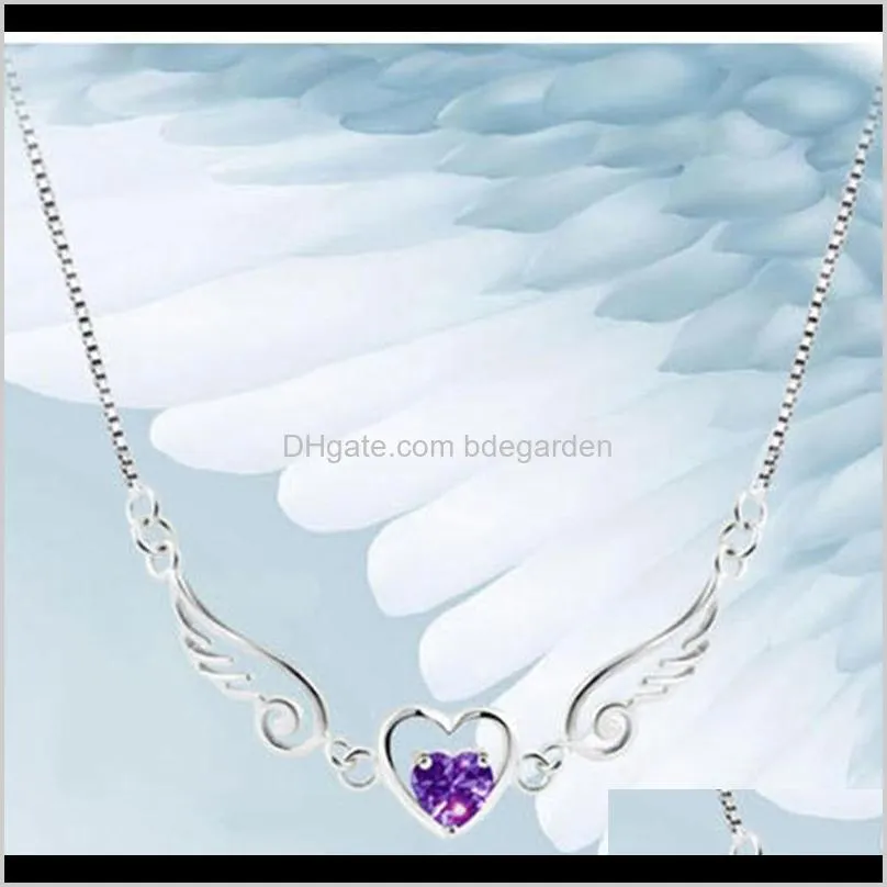 dream angels necklace love heart necklace wings pendant ladies birthday woman gift crystal jewelry ps1141