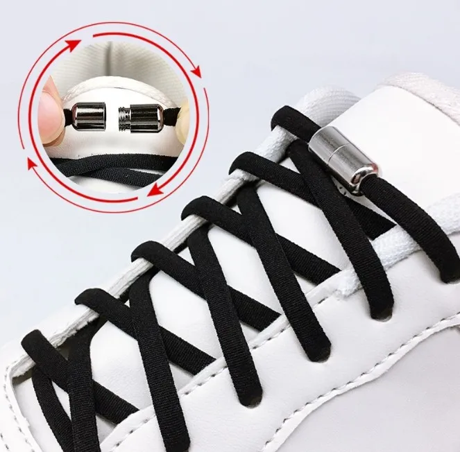 10Pair Lazy Laces Elastic No Tie Shoelaces Metal Lock Shoe Kids Adult Sneakers Quick Semicircle Shoestrings