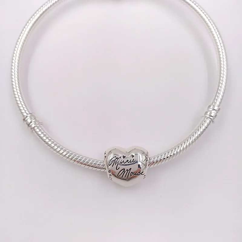 925 Sterling Silver Smycken Göra Clearance Försäljning Pandora Disiny Miny Mouse Signatur Charm Kedjor Bead Armband för Heart Necklace för Kvinnor DIY 7501057370329P