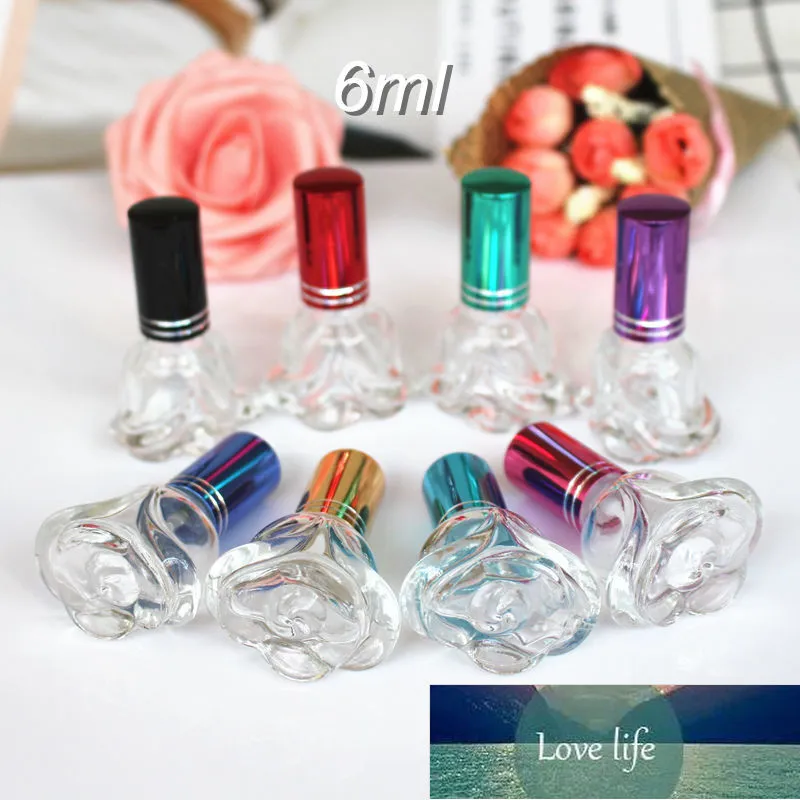 1pc 6ml Clear Glass Perfume Flaskor Spray Refillable Atomizer Rose Shaped Travel Doft Packaging