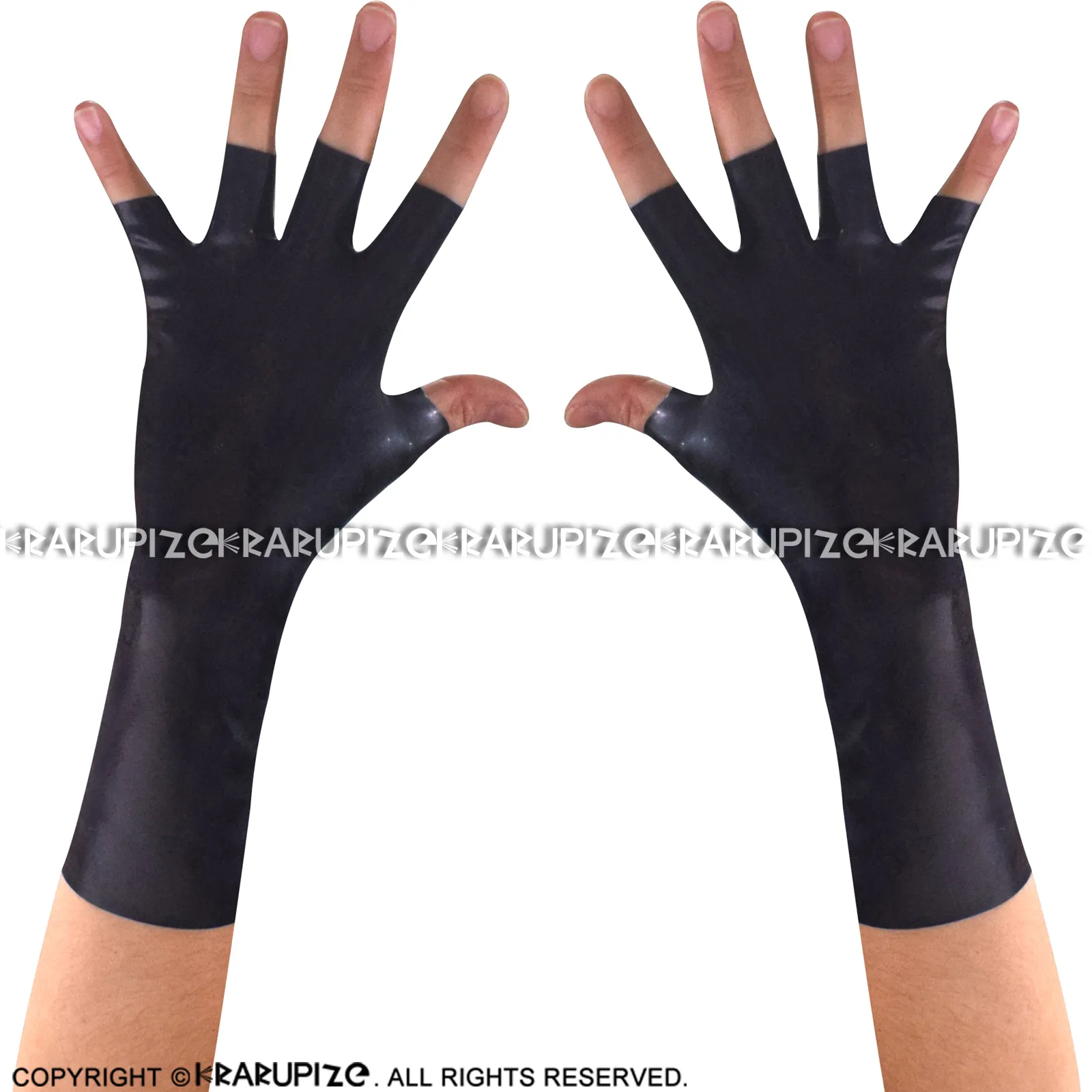 Black Short Sexy Latex Gloves Fingerless Cutting Rubber Mittens 0065
