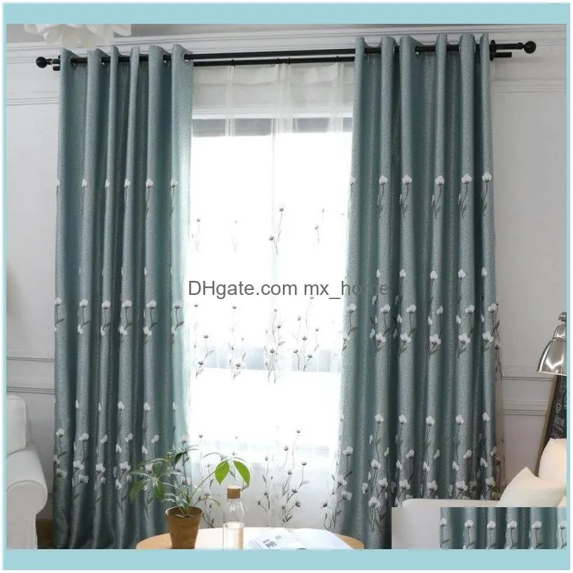 Curtain & Drapes Modern Kapok Pattern Cotton 3D Embroidered Luxury Blackout For Living Room Bedroom Solid Color Window Pastoral