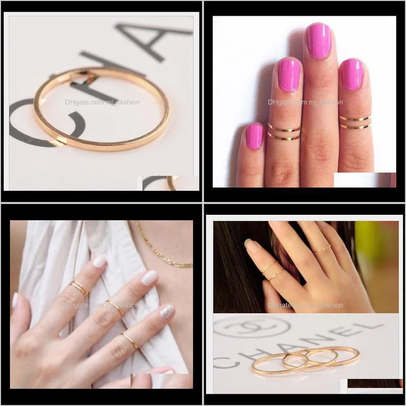 Anelli a fascia Jewelryband Midi Urban Gold Stack Plain Carino sopra Knuckle Nail Ring Natale 1616 Drop Delivery 2021 Gf8Yn