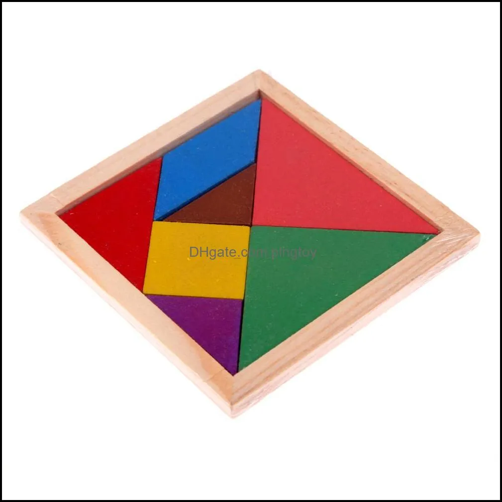 Intelligens Learning Education Toys Giftswooden Tangram Hand Made Brain Teaser Puzzle Education Development Barn Children Wood Toy