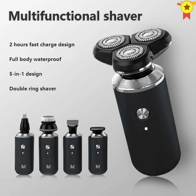 Rasoir électrique sec et humide pour hommes tondeuse à barbe rasoir électrique rechargeable machine à raser chauve 5 en 1 kit de toilettage P0817