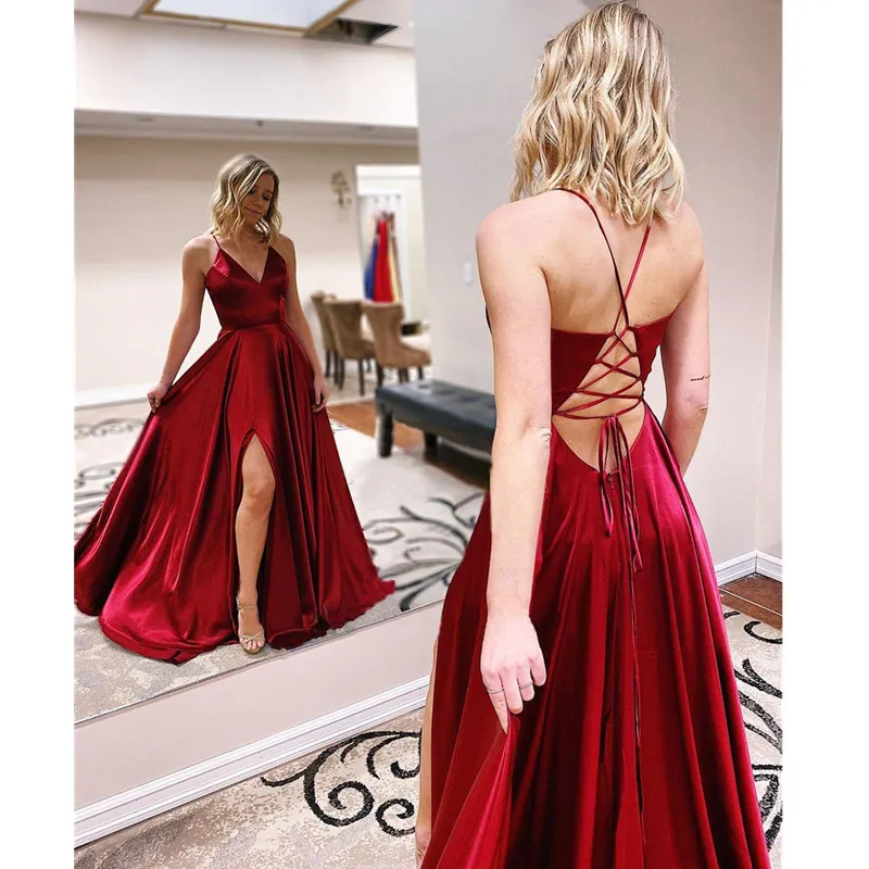 Wine red dress long cheap
