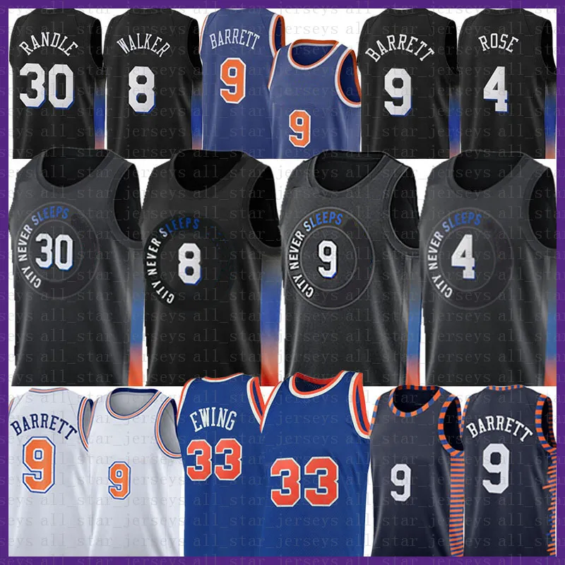 RJ Barrett Kemba Walker Basketball Jersey 4 30 9 8 Derrick Julius Mens Shirts Rose Randle Patrick Ewing Vintage Aldrig sover Jerseys S-XXL 33