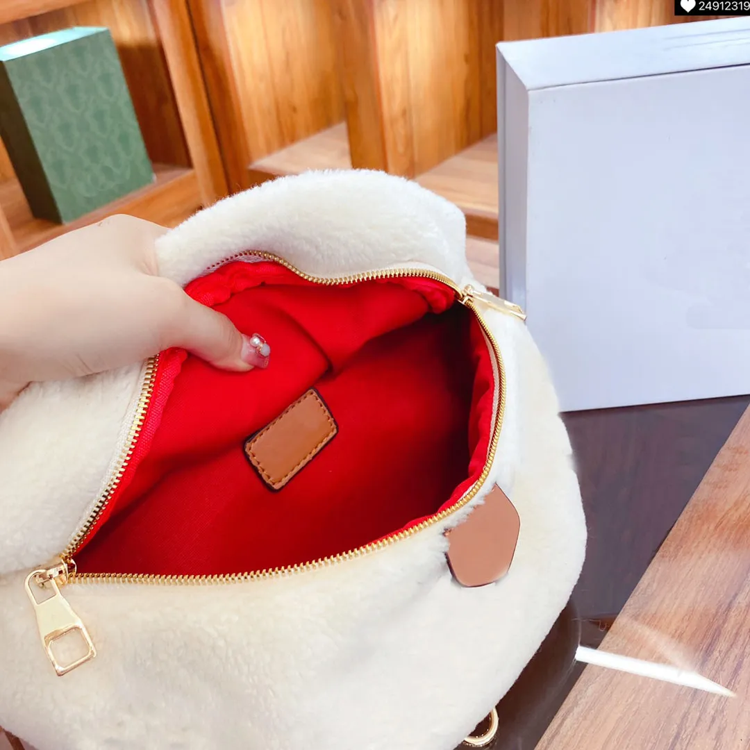 21FW designer waist bags women`s luxury handbag cross body fashion with letter pattern lamb wool shoulder bagss high quality men`s chest bag