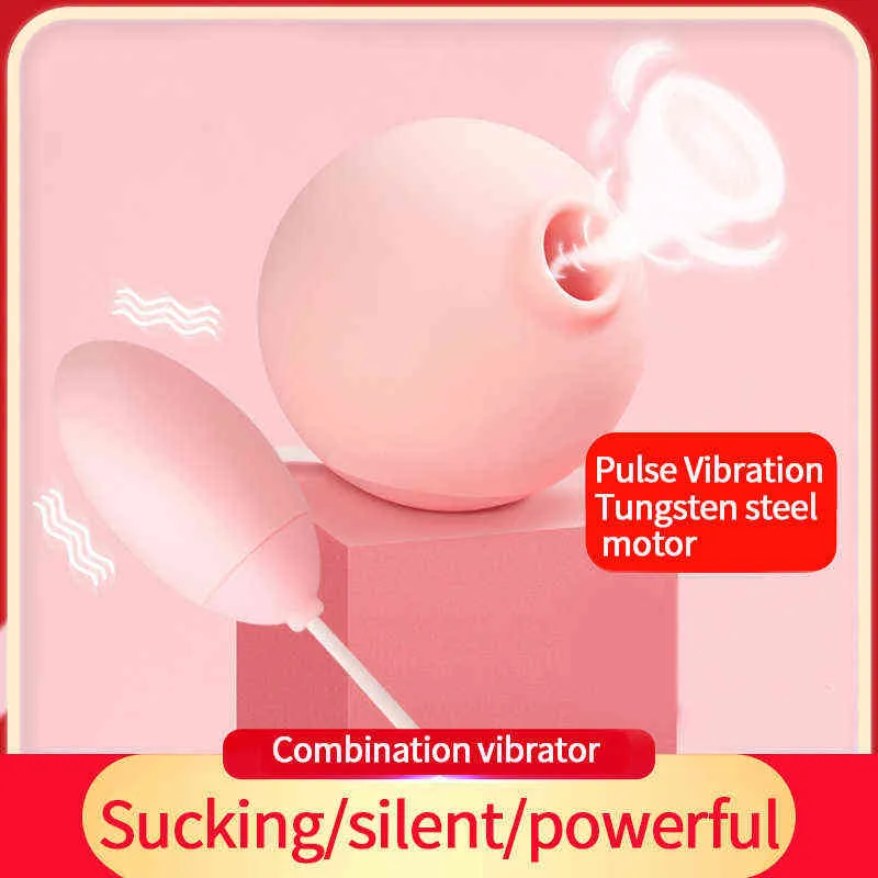 Ovos Combinação Vibrador Vaginal Bola para Mulheres Poderoso Sucker 10 Frequência Vibrando Pulso Impermeável Suck Adulto Sexo Brinquedos 1124