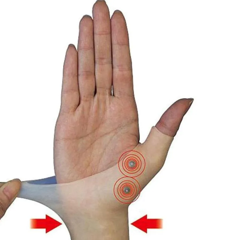 Handledsstöd magnetiska handtumma handskar silikongel artrit tryck korrigerar massage smärtlindring stag handske