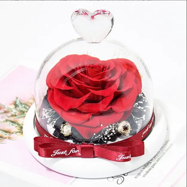 축제 불멸의 꽃 작은 사랑 복숭아 심장 유리 커버 심장 - 모양의 꽃 머리 장식 발렌타인 선물