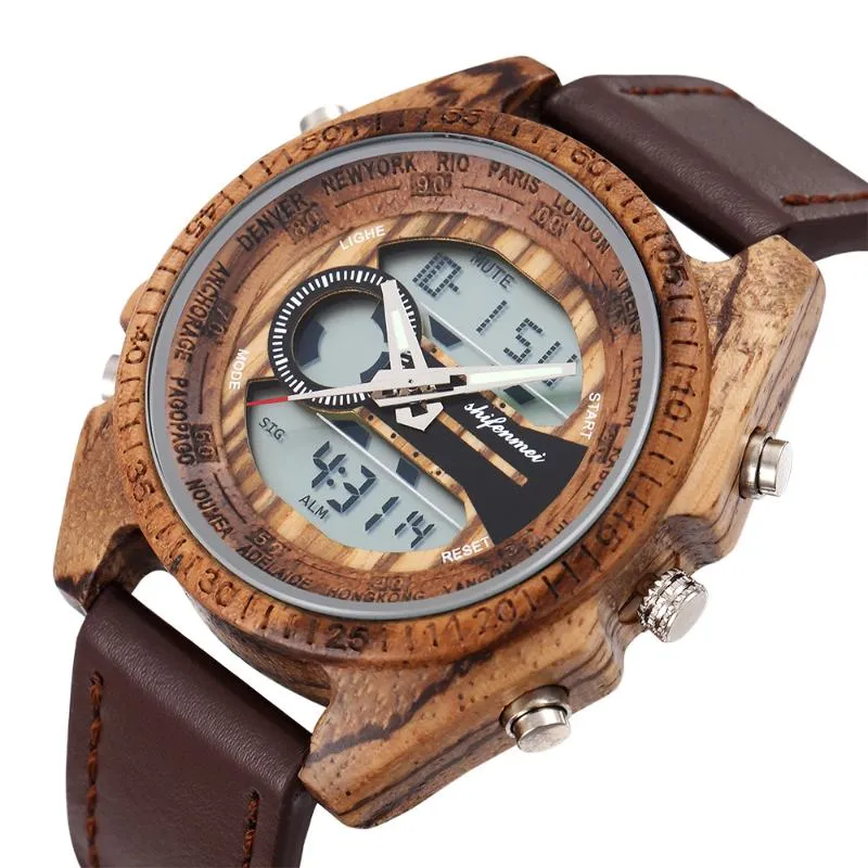 Wooden digital watch cheap