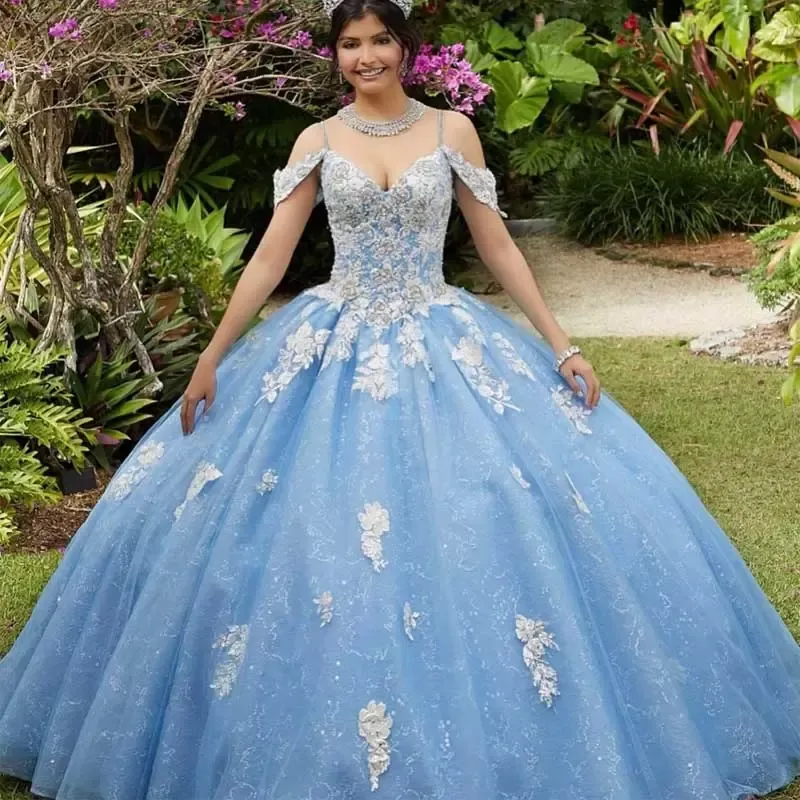 Gorgeous Light Blue Quinceanera Dress With Cape Princess Birthday Sweet 15